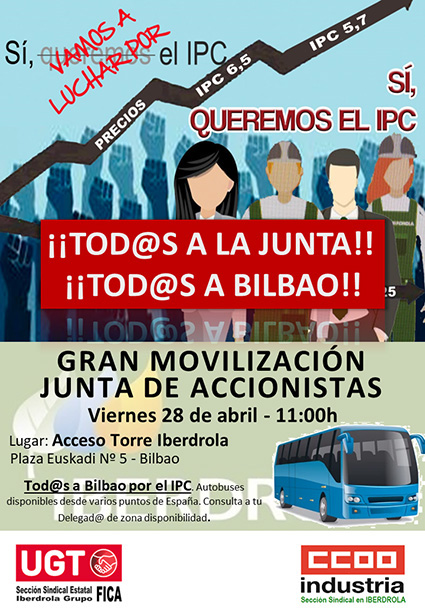 Gran movilización de la plantilla de Iberdrola en Bilbao contra la pérdida de poder adquisitivo