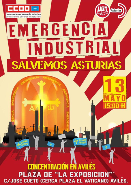 UGT FICA participa mañana en la concentración convocada en Avilés en apoyo y defensa de la industria asturiana