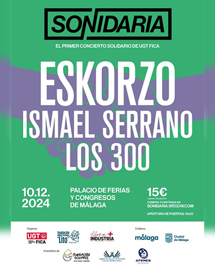 Eskorzo, Ismael Serrano y Los 300 actúan este martes en Málaga en un concierto solidario