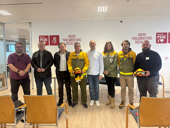Reunión de los bomberos forestales de TRAGSA y UGT FICA con el Grupo Parlamentario Socialista en la Asamblea de Madrid
