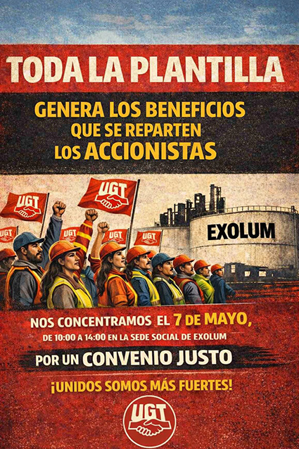 UGT FICA inicia movilizaciones en Exolum ante su falta de voluntad negociadora y la ruptura de la negociación del convenio colectivo